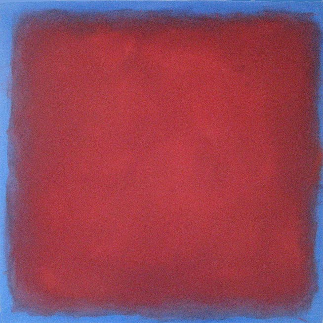Farbfeld Rot auf Blau